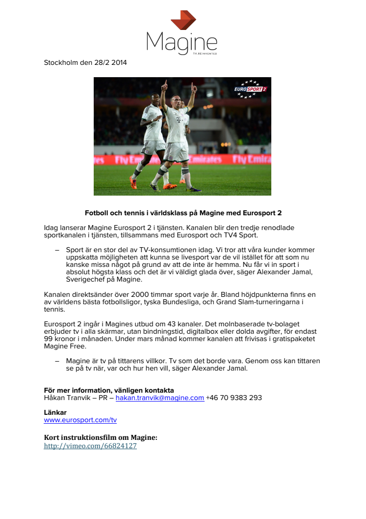 Fotboll i världsklass på Magine med Eurosport 2