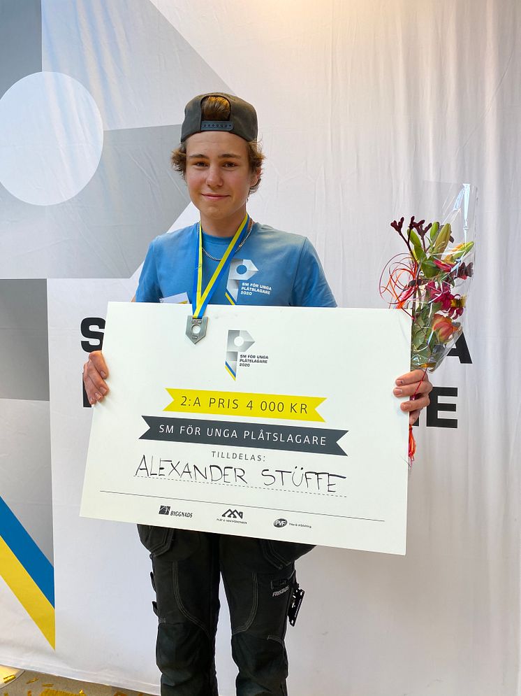 Alexander Stüffe tog silver i SM för unga plåtslagare