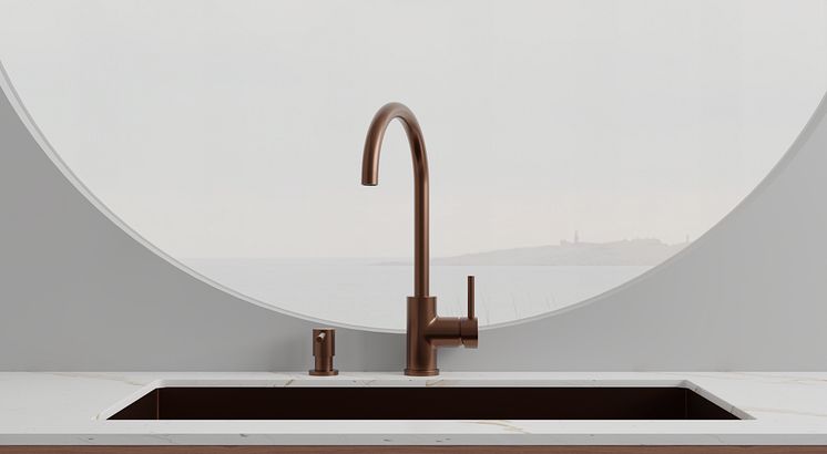 Primy Köksblandare Steel Curve Amber 30002 & Primy Tvålpump Steel Clean Dispenser Amber 35002