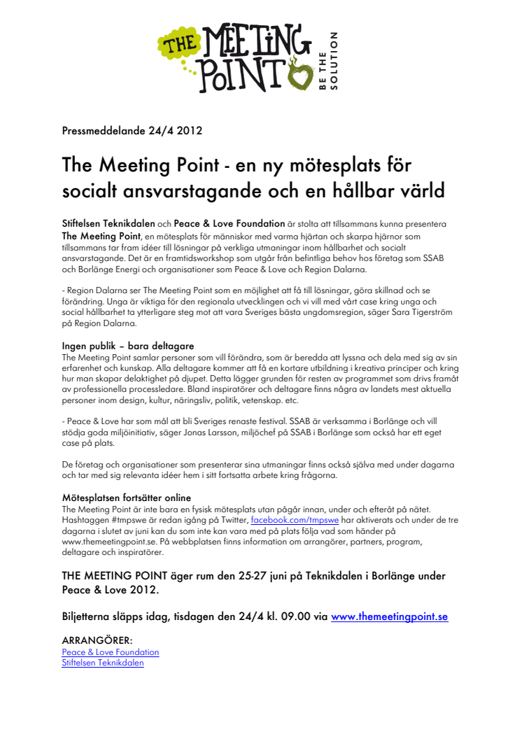 The Meeting Point - en ny mötesplats för socialt ansvarstagande och en hållbar värld