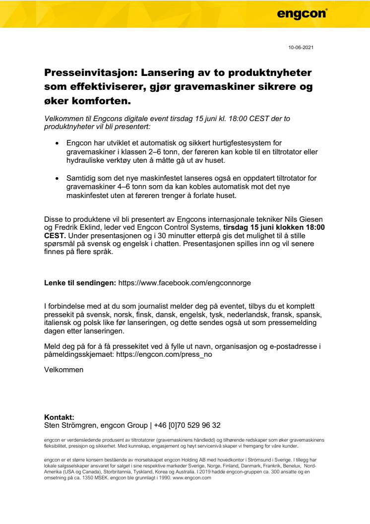 100621_Presseinvitasjon_Lansering av to produktnyheter