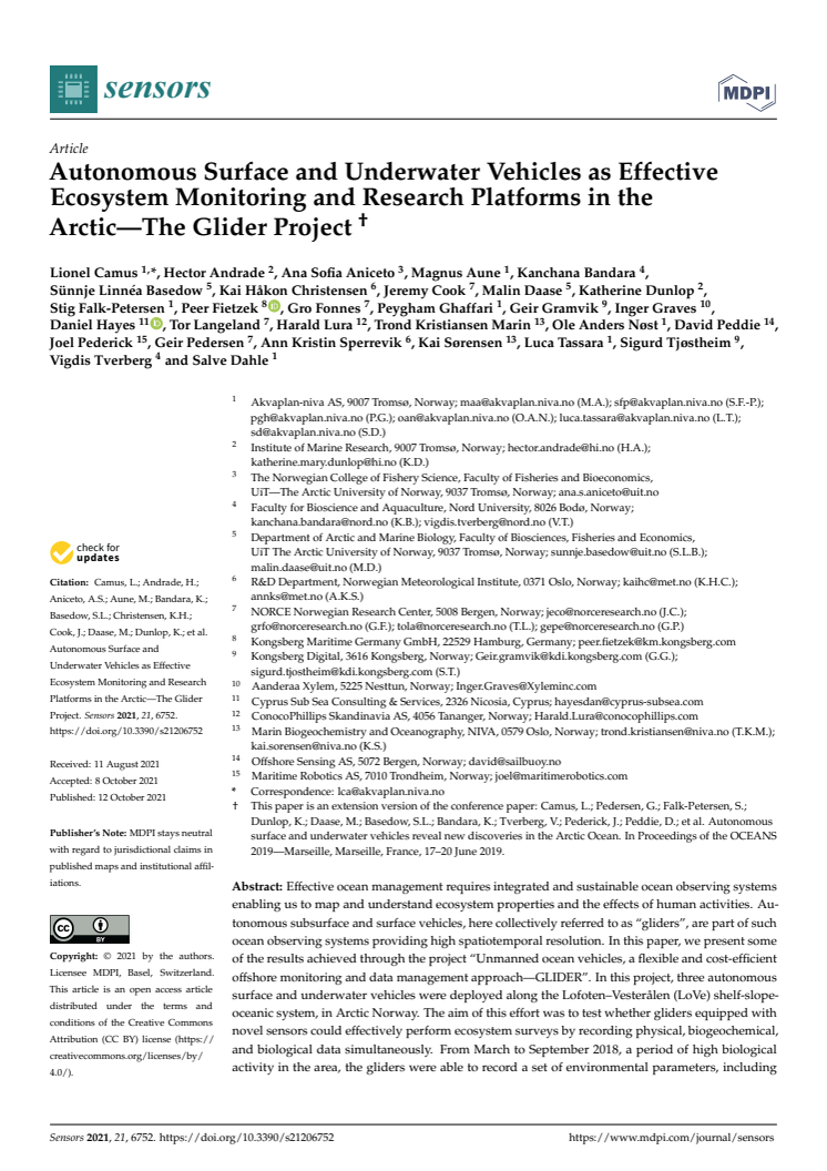 Camus et al. 2021. Autonomous Surface and Underwater Vehicles as Effective Ecosystem Monitoring and Research Platforms in the ArcticThe Glider Project.pdf