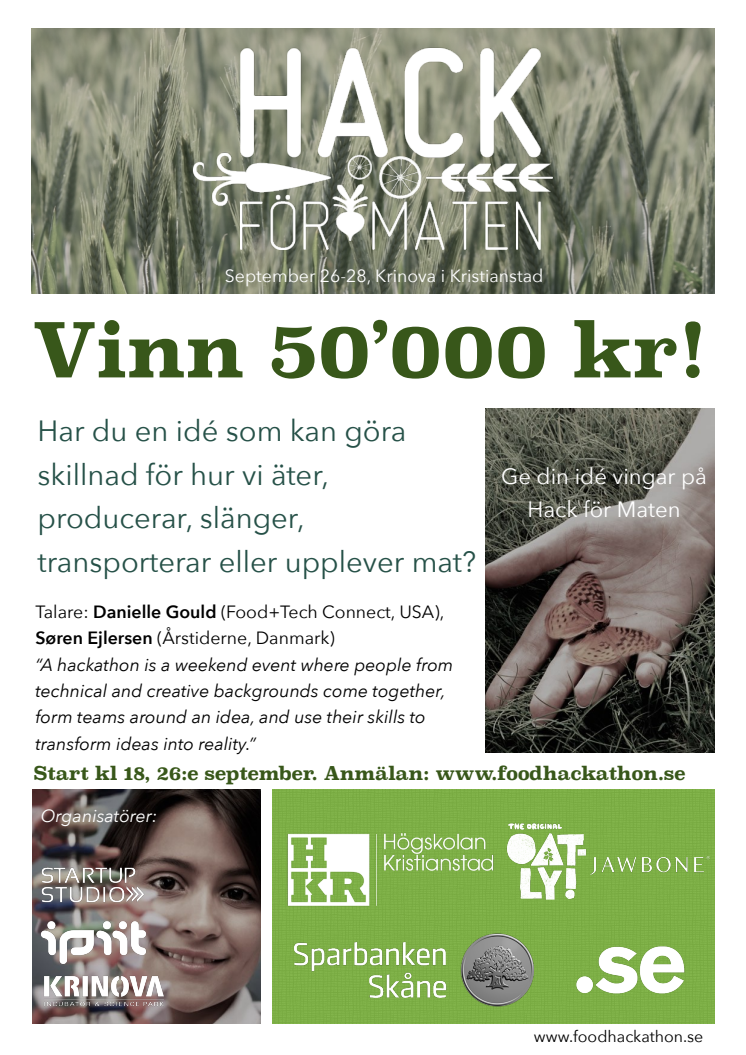 En av landets första food hackathons på Krinova i Kristianstad 26 - 28 september