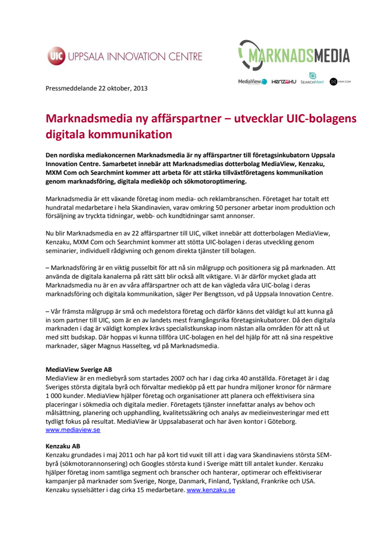 Marknadsmedia ny affärspartner ‒ utvecklar UIC-bolagens digitala kommunikation