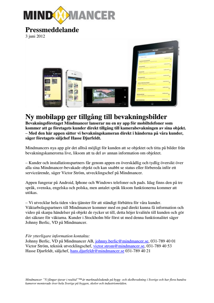 Ny mobilapp ger tillgång till bevakningsbilder