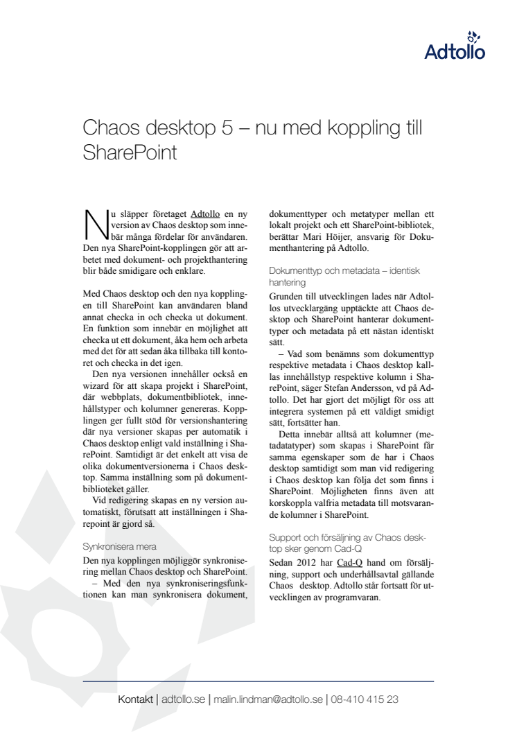 Chaos desktop 5 – nu med koppling till SharePoint