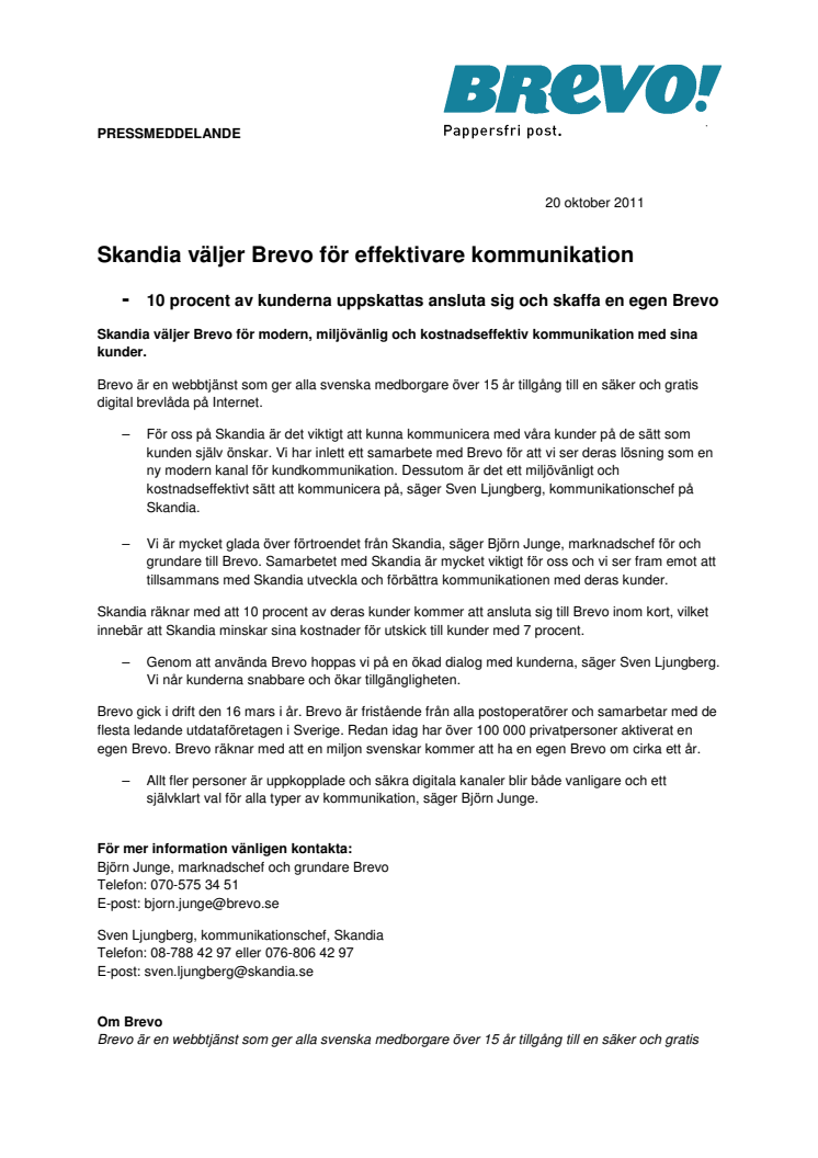 Skandia väljer Brevo för effektivare kommunikation - 10 procent av kunderna uppskattas ansluta sig och skaffa en egen Brevo 