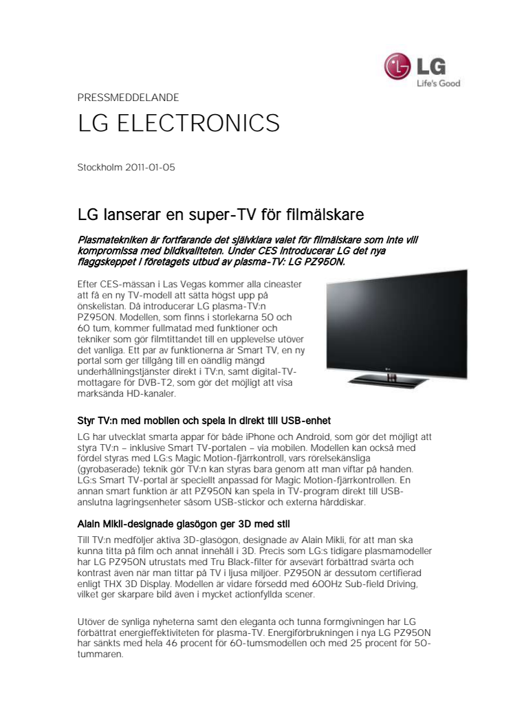 LG lanserar en super-TV för filmälskare