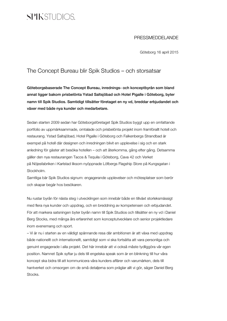 The Concept Bureau blir Spik Studios – och storsatsar