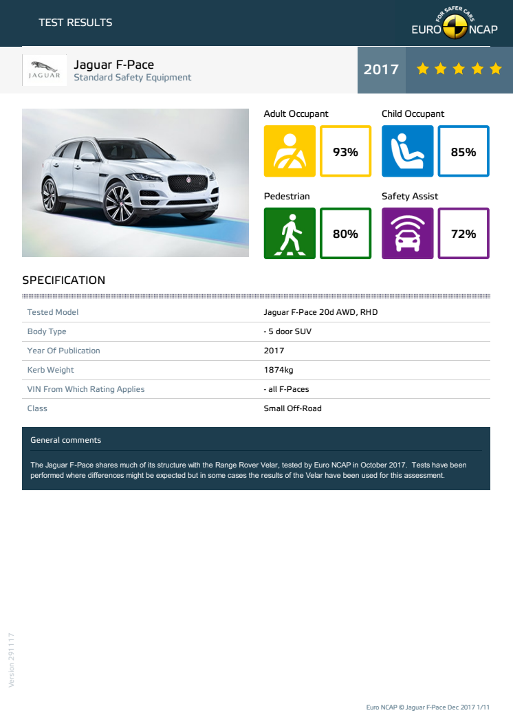 Jaguar F-Pace datasheet - Dec 2017