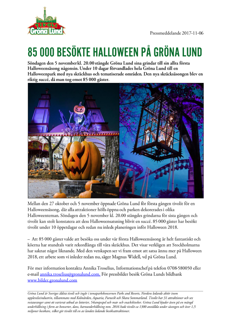 85 000 besökte Halloween på Gröna Lund