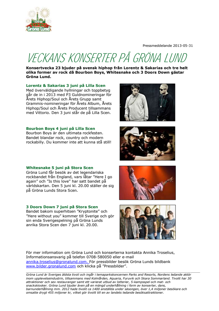 Veckans konserter på Grönan - V.23