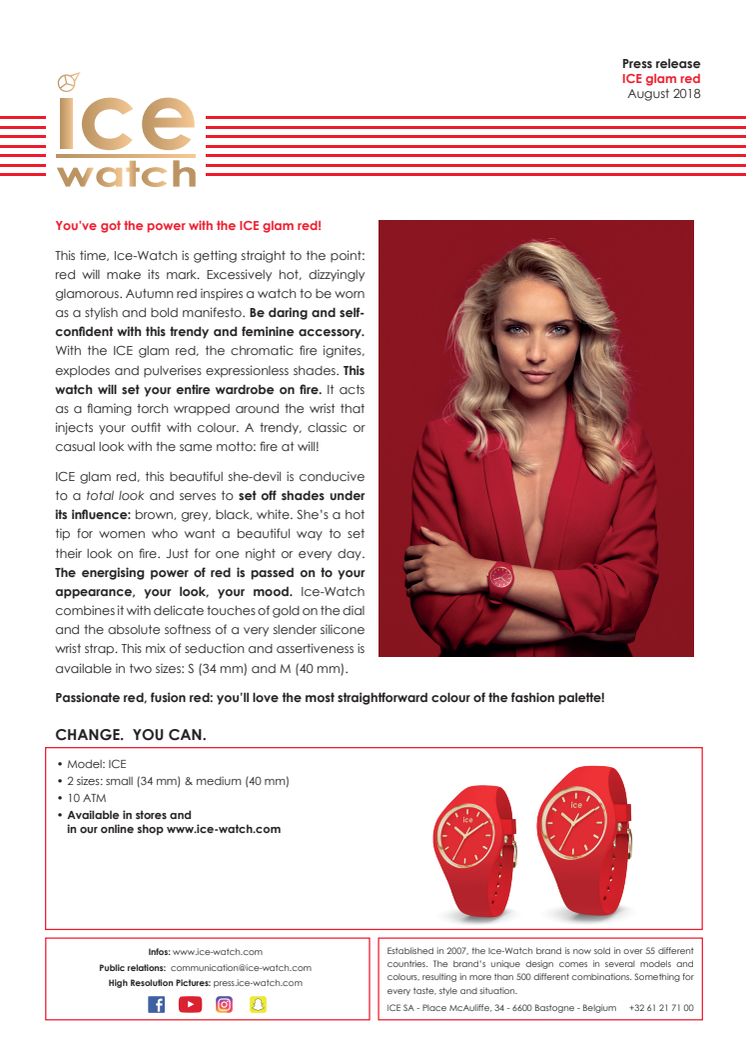 ICE GLAM RED – dristig klokke nyhet fra Ice-Watch