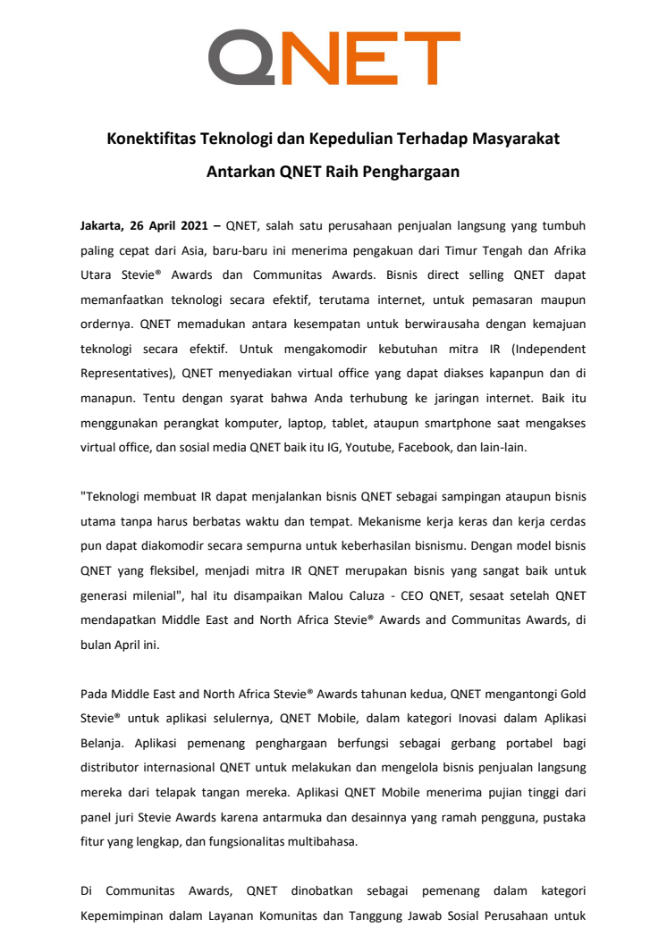 Press Release_Konektifitas Teknologi dan Kepedulian Terhadap Masyarakat Antarkan QNET Raih Penghargaan_Indonesia.pdf