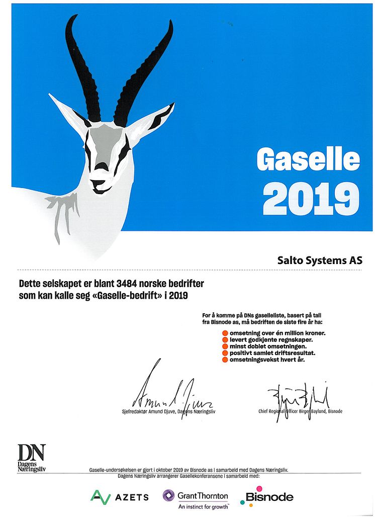 SALTO Systems AS Gaselle 2019_Media