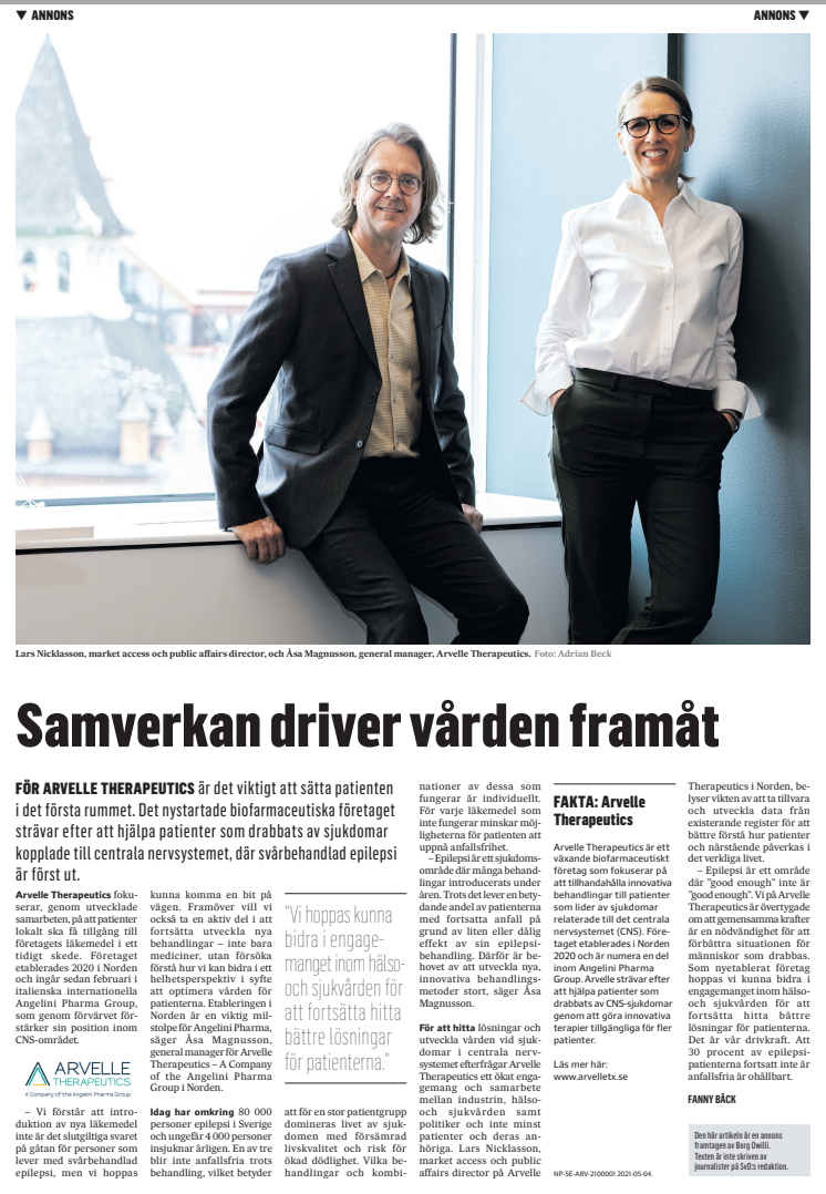 Om Arvelle Therapeutics i SvD