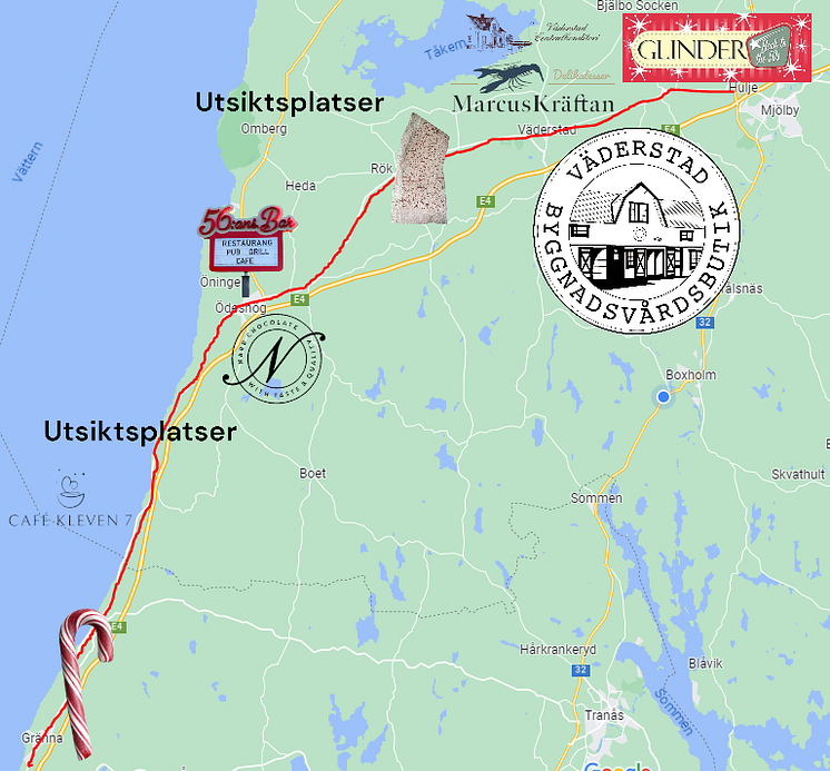 Karta över sevärdheter riksettan