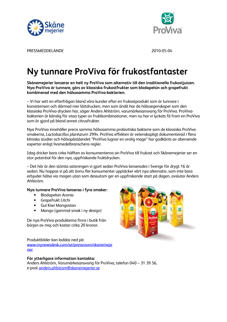 Ny tunnare ProViva för frukostfantaster 