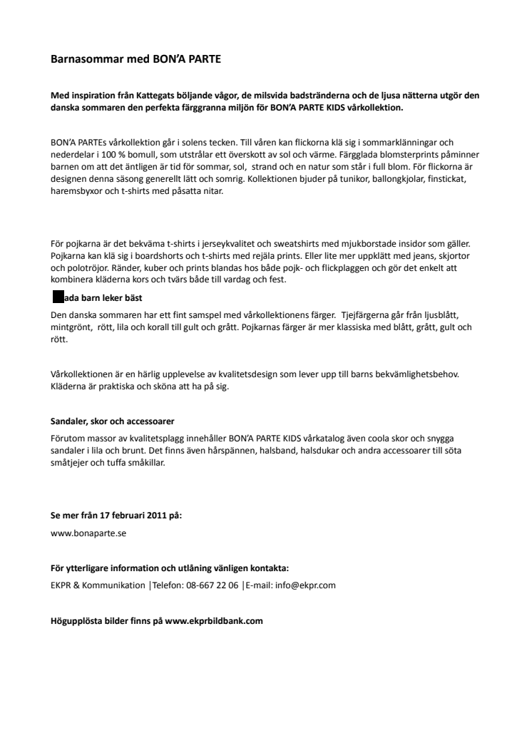Barnasommar med BON’A PARTE