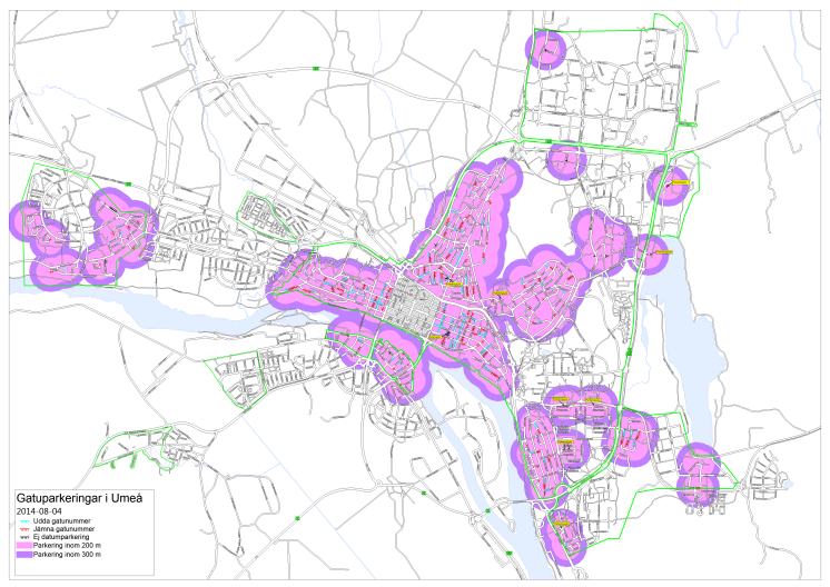 Gatumarksparkeringar Umeå tätort 140821