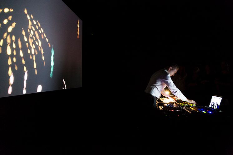 Liveset med Hans Berg. Visuals av Nathalie Djurberg