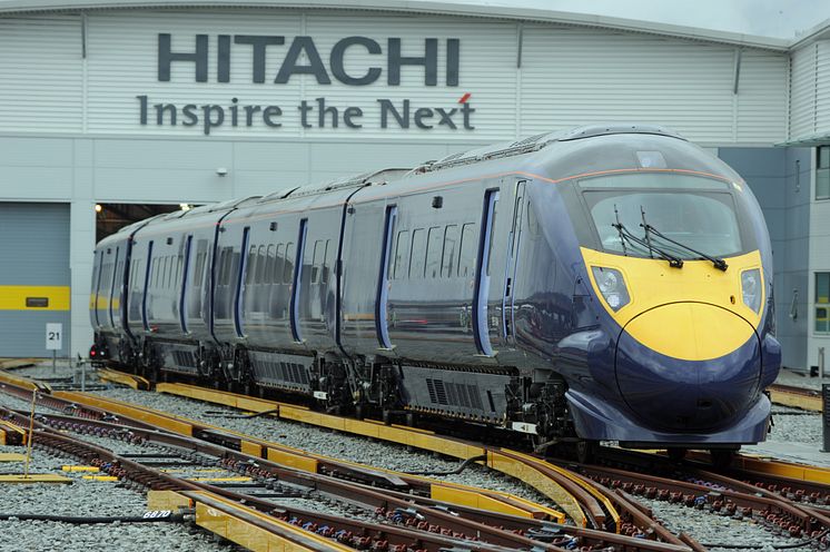 Hitachi Class 395 train in the Ashford Train Maintenance Centre