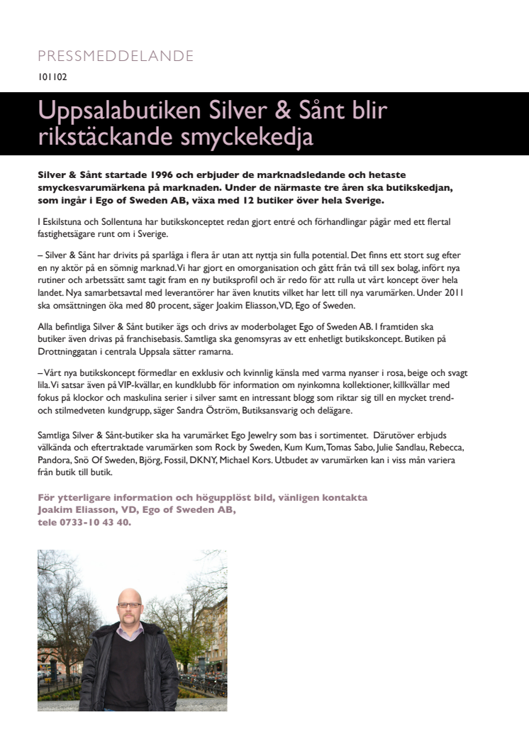 Uppsalabutiken Silver & Sånt blir rikstäckande smyckekedja