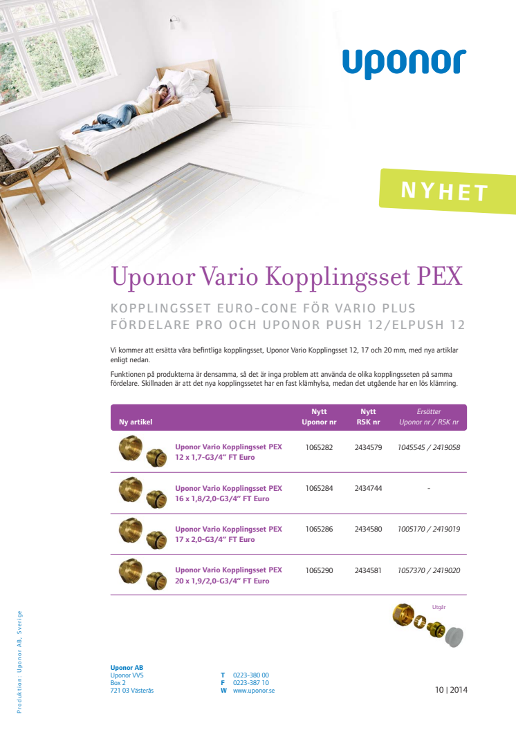 Uponor Vario Kopplingsset PEX