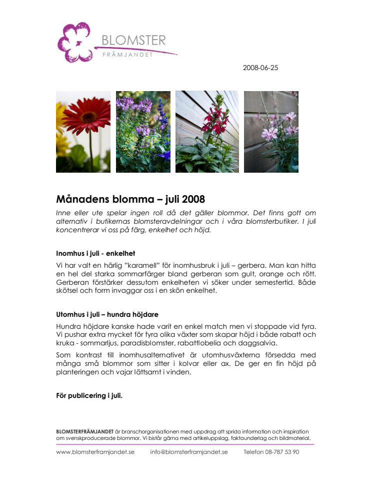 Månadens blomma – juli 2008 