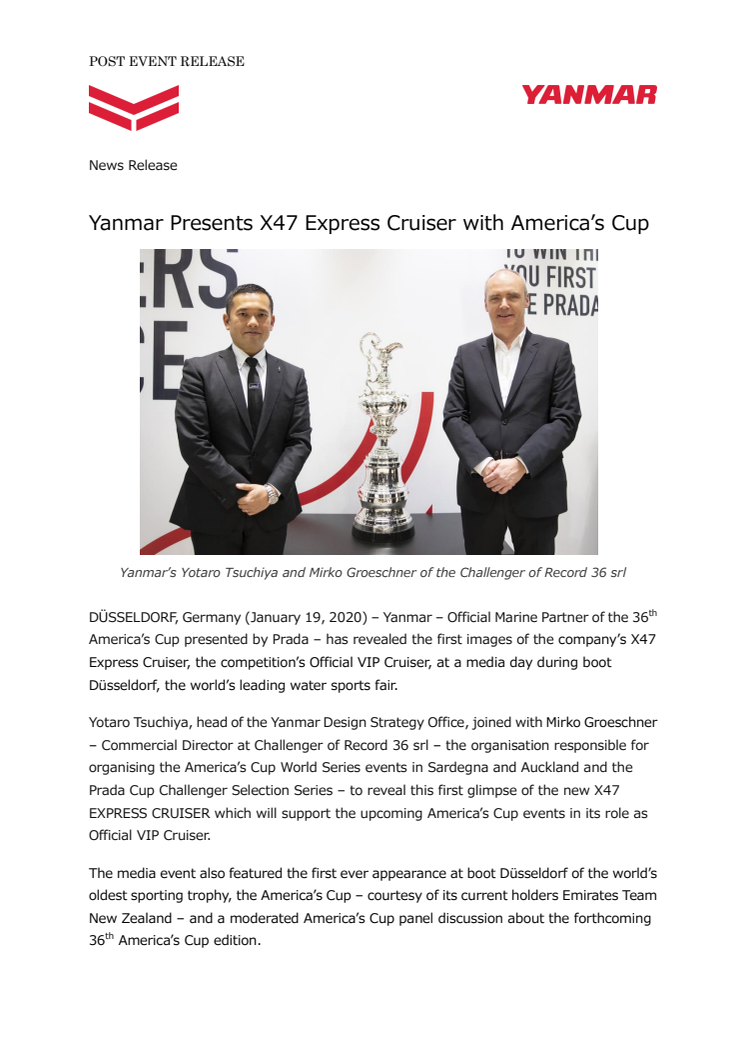 Yanmar Presents X47 Express Cruiser with America’s Cup