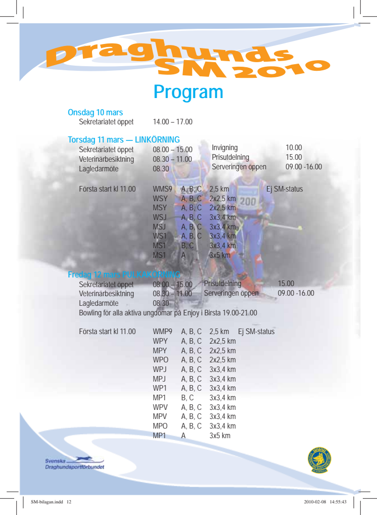 Program Draghunds_SM Sundsvall 2010
