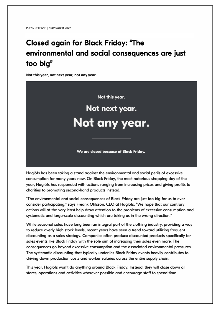 Press release Closed again for Black Friday The environmental and social consequences are just too big Nov 2022.pdf