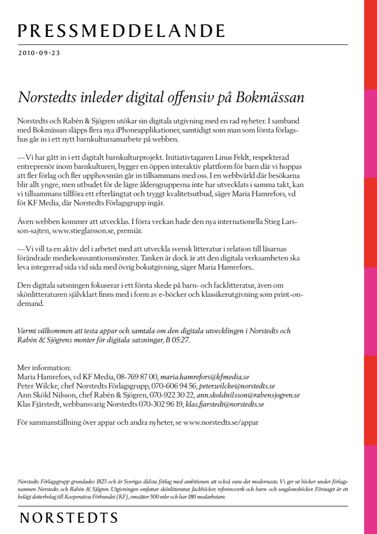 Norstedts inleder digital offensiv på Bokmässan