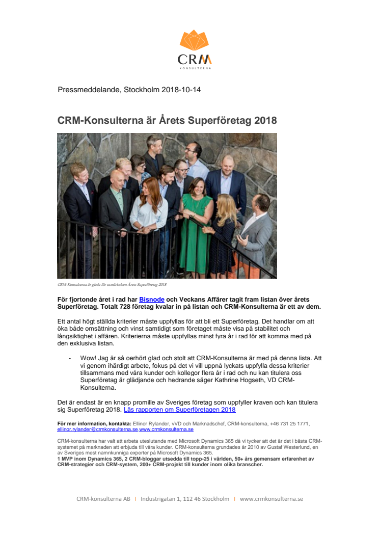 CRM-Konsulterna är Årets Superföretag 2018