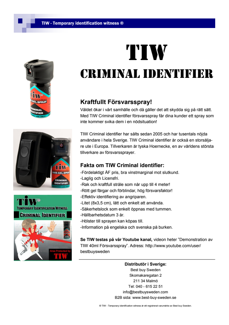 Informationsblad om TIW försvarsspray!