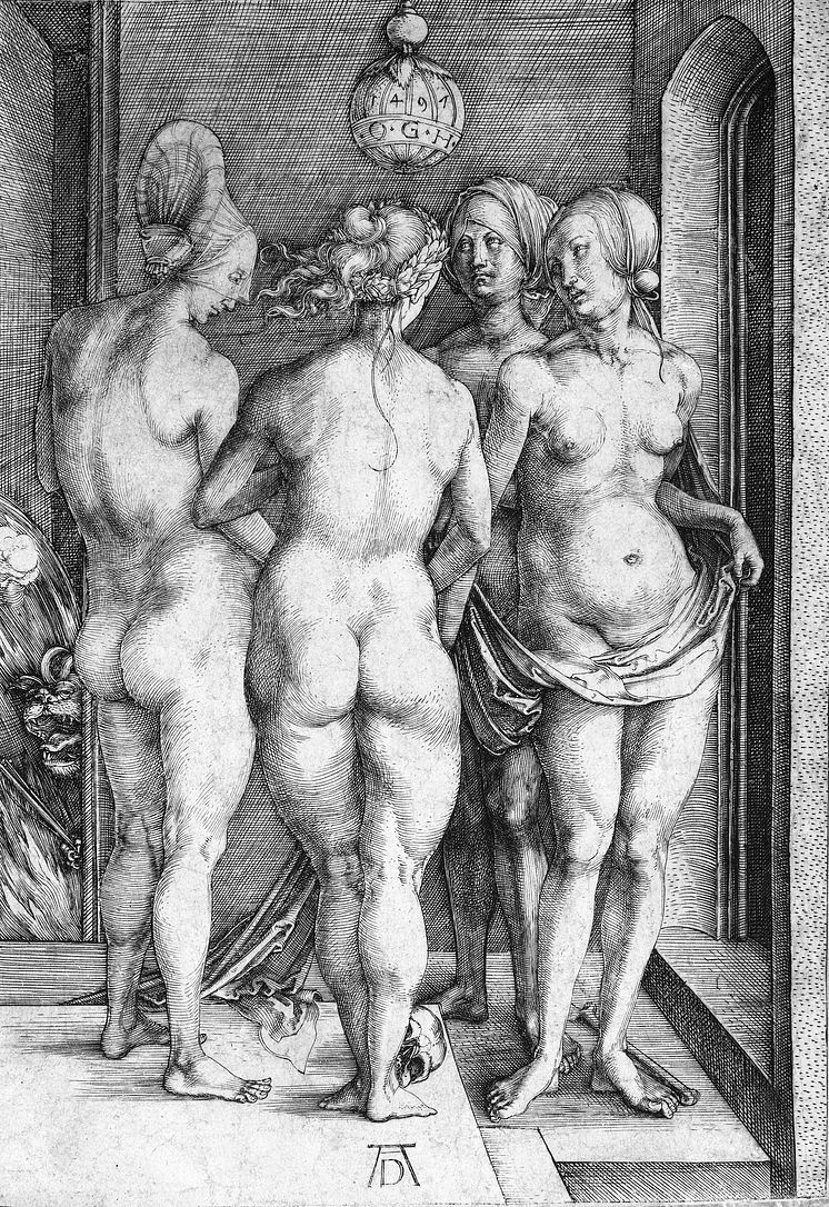 Albrecht Dürer, De fire hekse, 1497, Nürnberg. Radering. Michael Fornitz collection.tif