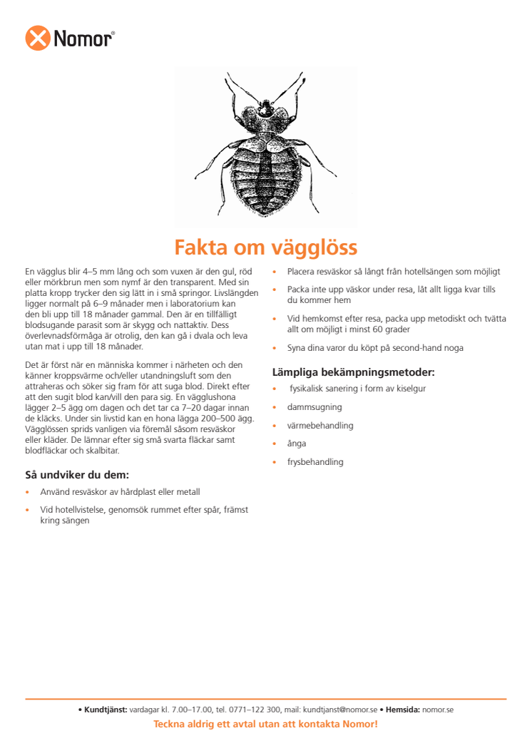 Fakta om vägglöss