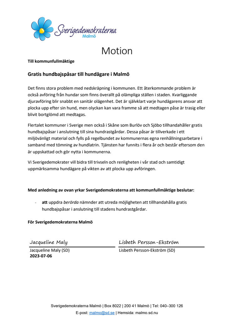 Motion Gratis hundbajspåsar till hundägare i Malmö.pdf