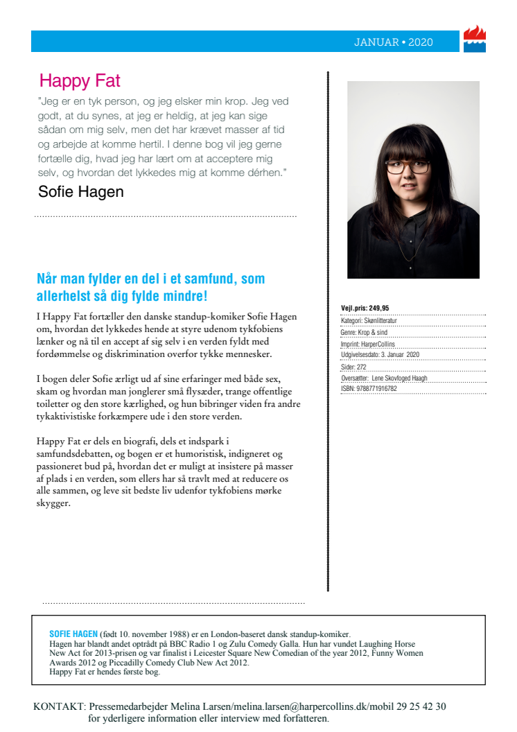 Nyhed på vej fra HarperCollins: HAPPY FAT af Sofie Hagen