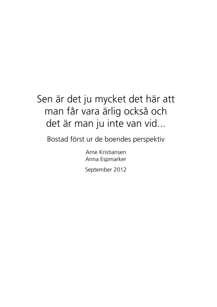 Bostad först-rapport 2012