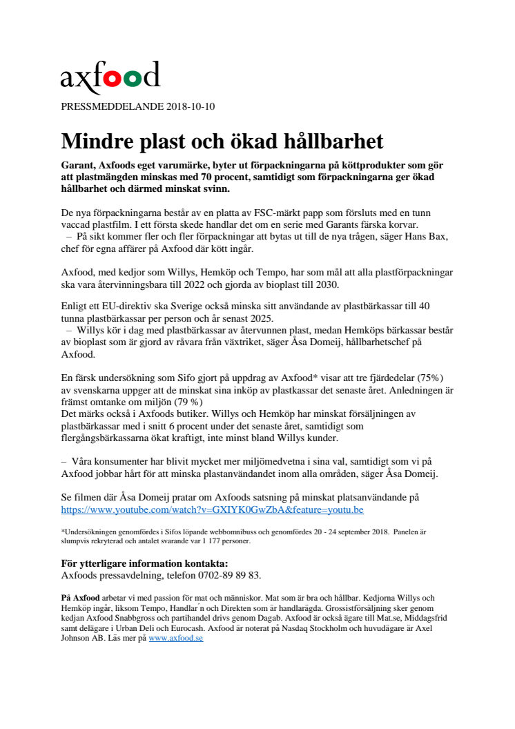 Mindre plast och ökad hållbarhet