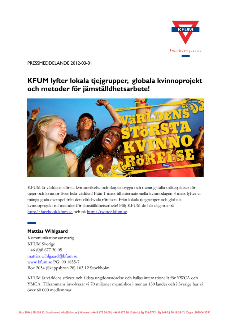 KFUM lyfter lokala tjejgrupper,  globala kvinnoprojekt och metoder för jämställdhetsarbete!