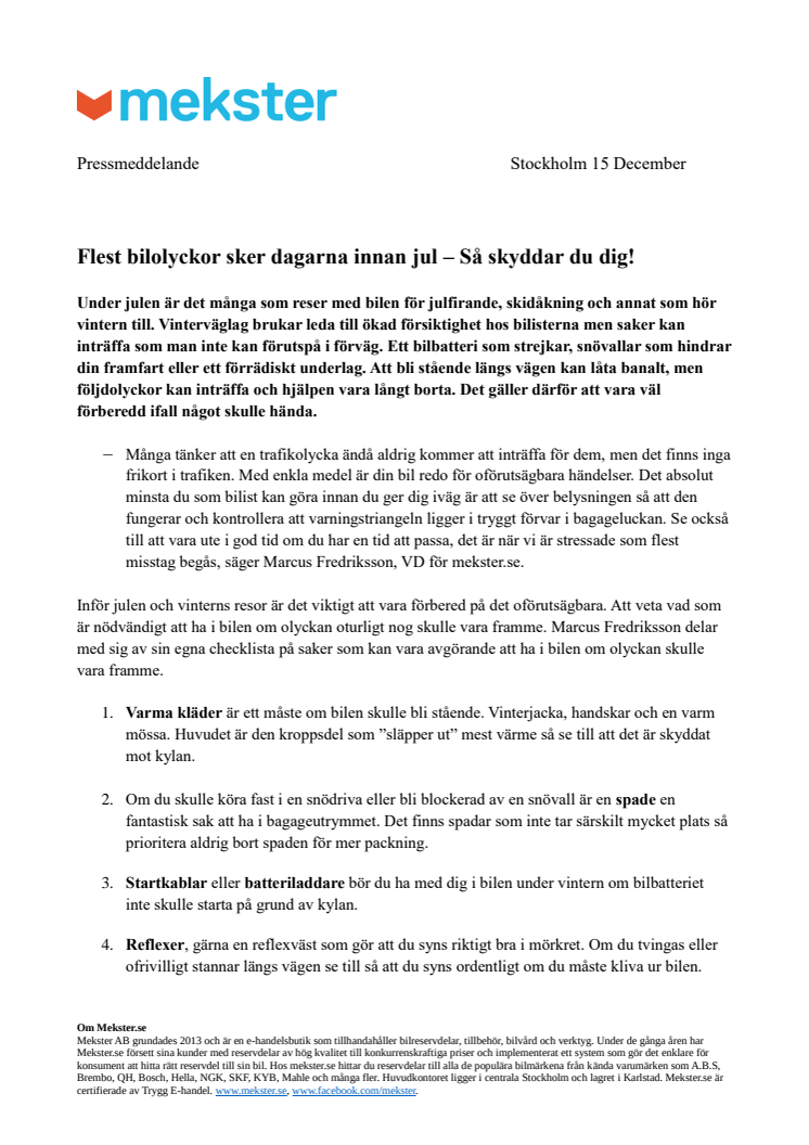 Flest bilolyckor sker dagarna innan jul – Så skyddar du dig!