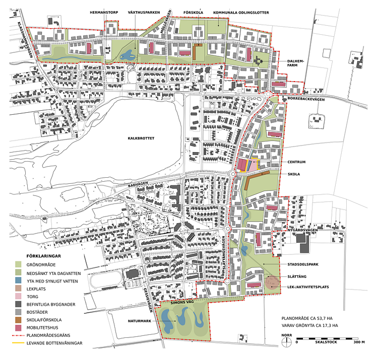 Planprogram Klagshamn – strukturplan. Illustration Open Studio.