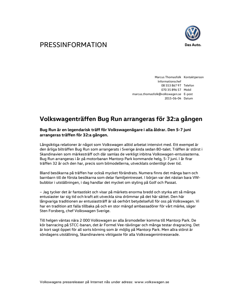 Volkswagenträffen Bug Run arrangeras för 32:a gången