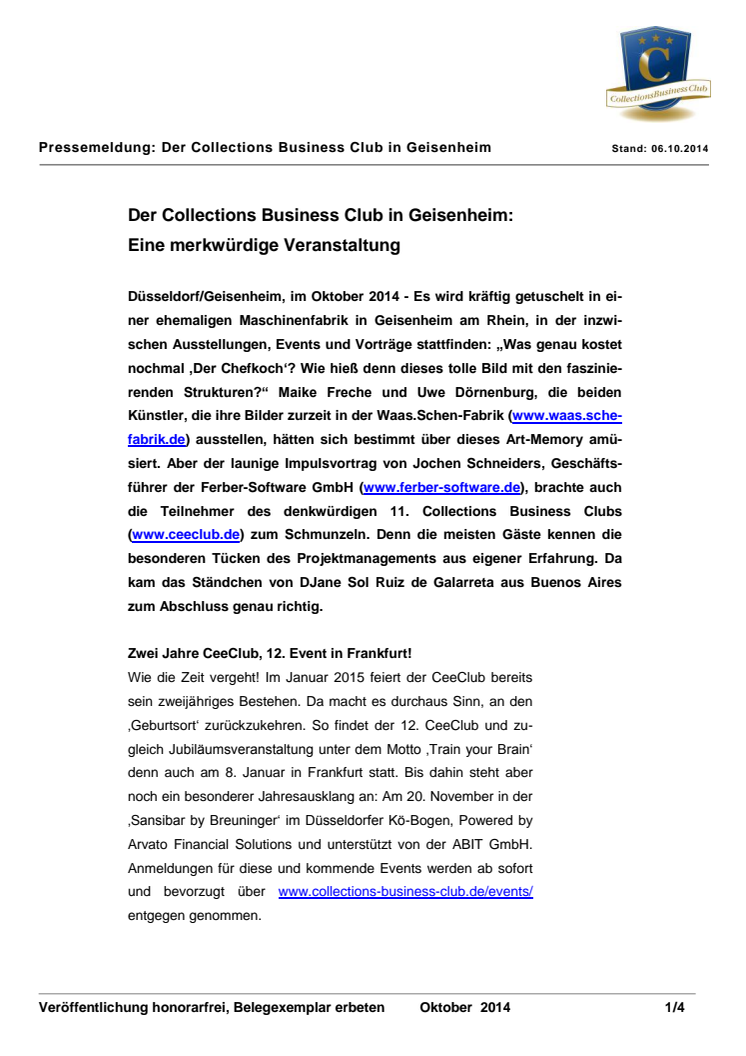 Der Collections Business Club in Geisenheim:  Eine merkwürdige Veranstaltung