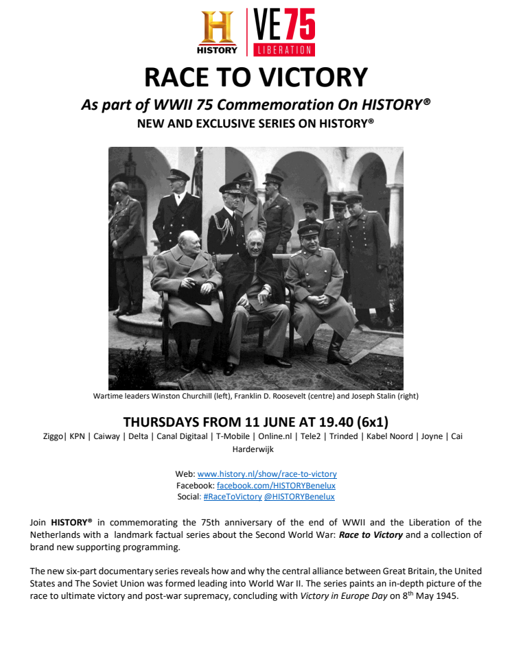 PRESS RELEASE | RACE TO VICTORY - Part of WWII 75 Commemoration On HISTORY®