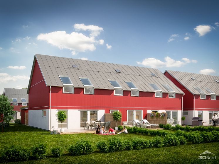 3D Illustration över baksidan - Brf Magasinet