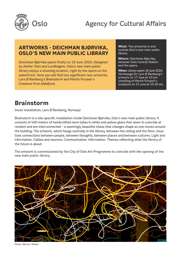 Art Deichman Bjørvika: Fact sheet about the art