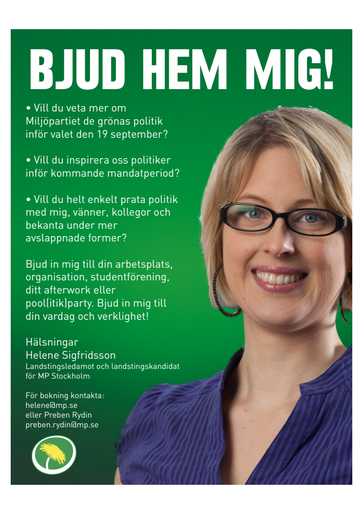 "Bjud hem mig!"-kampanjen Helene Sigfridsson (MP)